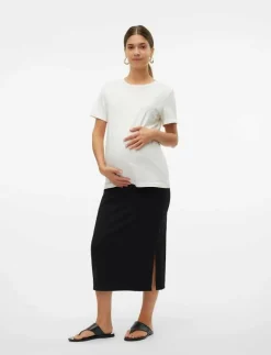 Mamalicious MLLIF JRS MIDI SKIRT HW A. - Midi kjolar BLACK Discount