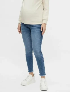 Mamalicious MLMENDEZ SLIM FRAYED 7/8 JEANS - Slim jeans LIGHT BLUE DENIM Discount