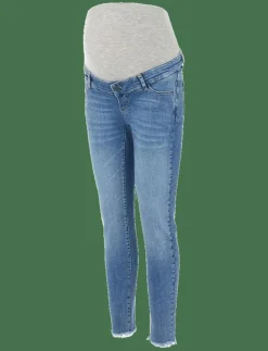 Mamalicious MLMENDEZ SLIM FRAYED 7/8 JEANS - Slim jeans LIGHT BLUE DENIM Discount