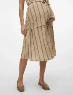 Mamalicious MLMILA JRS UK HW SKIRT A. - Midi kjolar SAVANNAH TAN Outlet