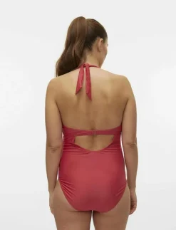 Mamalicious MLMOLLY HALTER PADDED SWIMSUIT 2F - Baddräkter HOLLY BERRY Hot