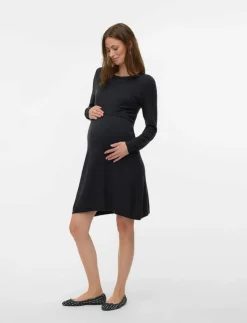Mamalicious MLMONICA JUNE L/S ABK DRESS 2F - Korta klänningar DARK GREY MELANGE Outlet