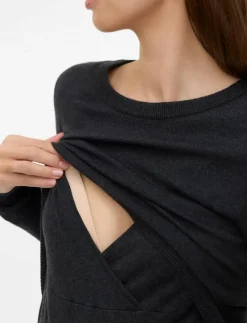 Mamalicious MLMONICA JUNE L/S ABK DRESS 2F - Korta klänningar DARK GREY MELANGE Outlet