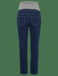 Mamalicious MLOLIVIA DB REGULAR ANKLE JEANS - Straight jeans DARK BLUE DENIM Sale