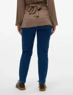 Mamalicious MLOLIVIA DB REGULAR ANKLE JEANS - Straight jeans DARK BLUE DENIM Sale