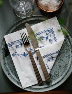 Musselmalet Lunch Napkins, 40x40, 20 pce - Servetter|Kunstindustrien Discount