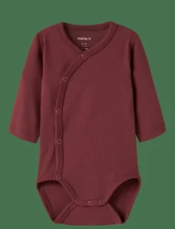name it NBFVULLA LS WRAP BODY - Långärmad bodysuit OXBLOOD RED Online