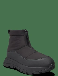 FitFlop NEO-D-HYKER W/PROOF ZIP-FRONT PADDED OUTDOOR BOOTS - Varmfodrade skor ALL BLACK/DEEP GOLD Clearance
