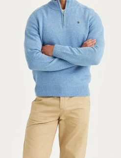 Morris New Hertford Half Zip - Stickat LIGHT BLUE Best