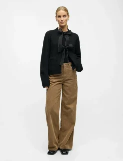 Object OBJSAGGIA L/S LO KNIT BOW CARDIGAN DIV - Koftor BLACK Online