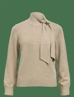 Object OBJTHESS L/S RE BOW KNIT PULLOVER NOOS - Stickat DESERT TAUPE Discount
