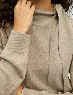 Object OBJTHESS L/S RE BOW KNIT PULLOVER NOOS - Stickat DESERT TAUPE Discount