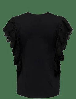 Only Maternity OLMBETTY LIFE S/S FRILL TOP JRS - Linnen BLACK Hot