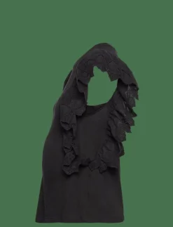 Only Maternity OLMBETTY LIFE S/S FRILL TOP JRS - Linnen BLACK Hot