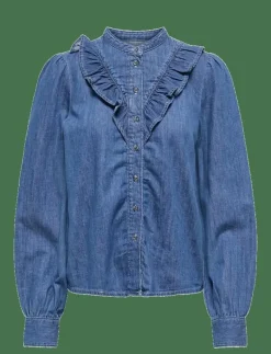 ONLDASHA-SEVIGNY L/S FRILL SHIRT DNM AKM - Jeansskjortor|ONLY Best