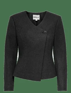 ONLY ONLMAIKA L/S ASYM FIT JACKET PNT OX - Ulljackor DARK GREY MELANGE Outlet