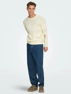 ONLY & SONS ONSALKAN REG CREW KNIT - Rundhalsad CLOUD DANCER Sale