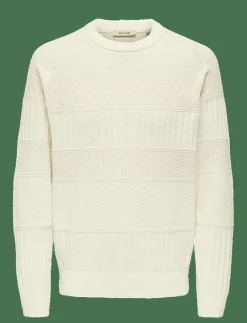 ONLY & SONS ONSALKAN REG CREW KNIT - Rundhalsad CLOUD DANCER Sale