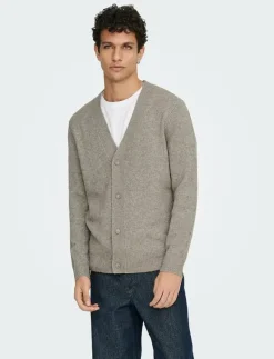ONLY & SONS ONSRAY REG LS CARDIGAN KNIT FRML - Koftor WALNUT