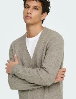 ONLY & SONS ONSRAY REG LS CARDIGAN KNIT FRML - Koftor WALNUT
