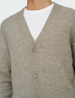 ONLY & SONS ONSRAY REG LS CARDIGAN KNIT FRML - Koftor WALNUT
