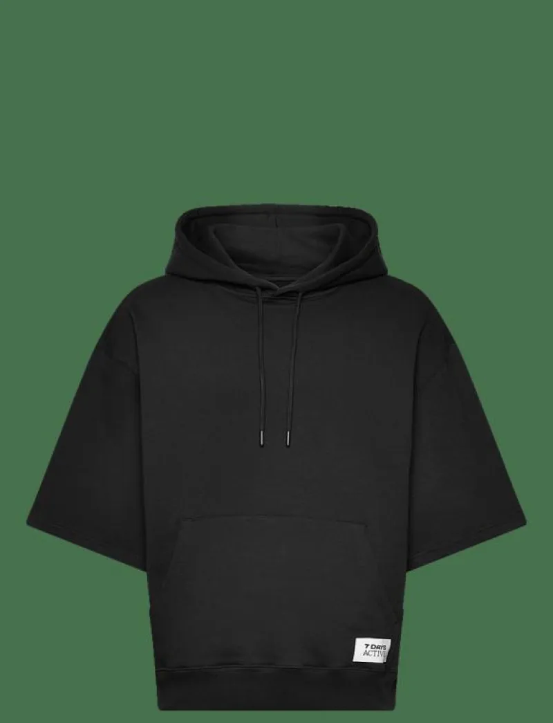 7 DAYS Active Organic Short Sleeve Hoodie - Huvtröjor 001 BLACK Discount