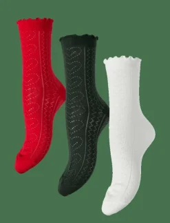 Pieces PCJARA POINTELLE SOCKS 3 PACK MPA - Sockor CLOUD DANCER