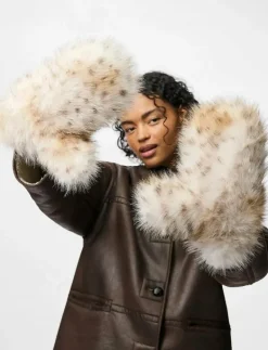 Pieces PCPLUSH FLUFFY MITTENS - Tumvantar CLOUD DANCER Sale