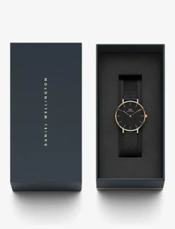 Daniel Wellington Petite 36 Ashfield RG Black - Analog klocka ROSE GOLD Discount