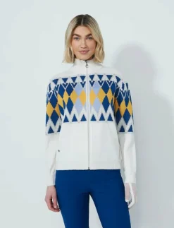 Daily Sports Placed Argyle Cardigan lined - Stickat WHITE Outlet