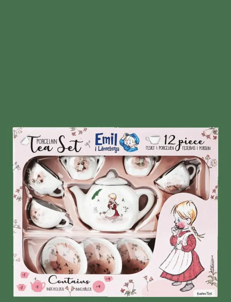 Barbo Toys Porcelain Tea Set with Ida - Emil i Lönneberga - Leksakskök & Tillbehör PINK Sale
