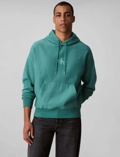 Calvin Klein Jeans PREMIUM TERRY MICRO MONOLOGO HOO - Hoodies WILD GREEN Clearance