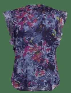 Print Ruffle-Trim Georgette Blouse - Ärmlösa blusar|Lauren Ralph Lauren Clearance