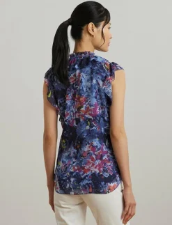 Print Ruffle-Trim Georgette Blouse - Ärmlösa blusar|Lauren Ralph Lauren Clearance