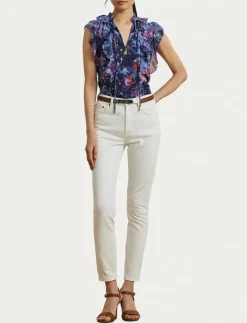 Print Ruffle-Trim Georgette Blouse - Ärmlösa blusar|Lauren Ralph Lauren Clearance