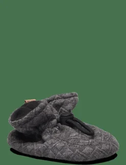 Melton Quilted textile slippers - Baby tossor DARK GREY MEL.