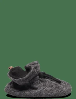 Melton Quilted textile slippers - Baby tossor DARK GREY MEL.