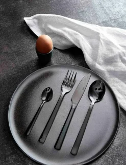 Aida RAW - bestik bestikæske 48 dele blank sort belægning 12 x kniv - ske - gaffel - kaffeske gaveæske - Bestickset BLACK Online