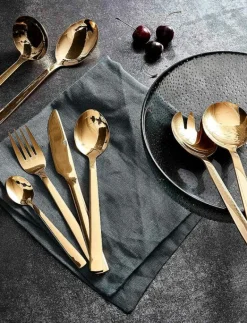 RAW - bestik sæt sauce/kartoffelske guld farvet belægning 2 dele gaveæske - Salladsbestick|Aida Best