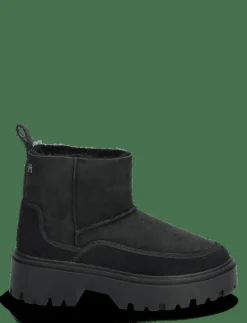 Tommy Hilfiger REAL SHEARLING PULLON SNOWBOOT - Platta ankelboots BLACK Clearance