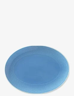 Lyngby Porcelæn Rhombe Color Oval serveringsfat 28.5x21.5 blå - Serveringsfat & Uppläggningsfat BLUE