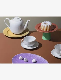 Rhombe Tekopp med fat 39 cl vit - Kaffekoppar|Lyngby Porcelæn Online