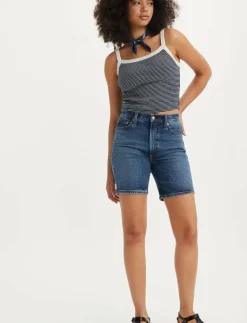 Levi's® RIBCAGE BERMUDA SHORT BRINGING - Jeansshorts MED INDIGO - FLAT FINISH Clearance
