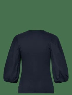 Rib-Knit Balloon-Sleeve Henley Top - T-shirts|Lauren Ralph Lauren Best