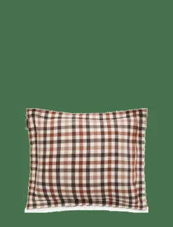 Rust Brown/White Checked Cotton Flannel Pillowcase - Örngott|Lexington Home Sale