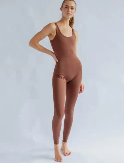 Girlfriend Collective Scoop Back Unitard, Long - Jumpsuits & Bodies EARTH