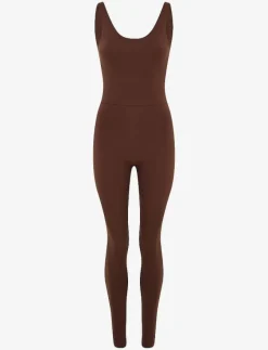Girlfriend Collective Scoop Back Unitard, Long - Jumpsuits & Bodies EARTH