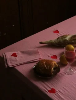 Midnatt Servetter 4-pack Hearts - Tygservetter PINK Hot