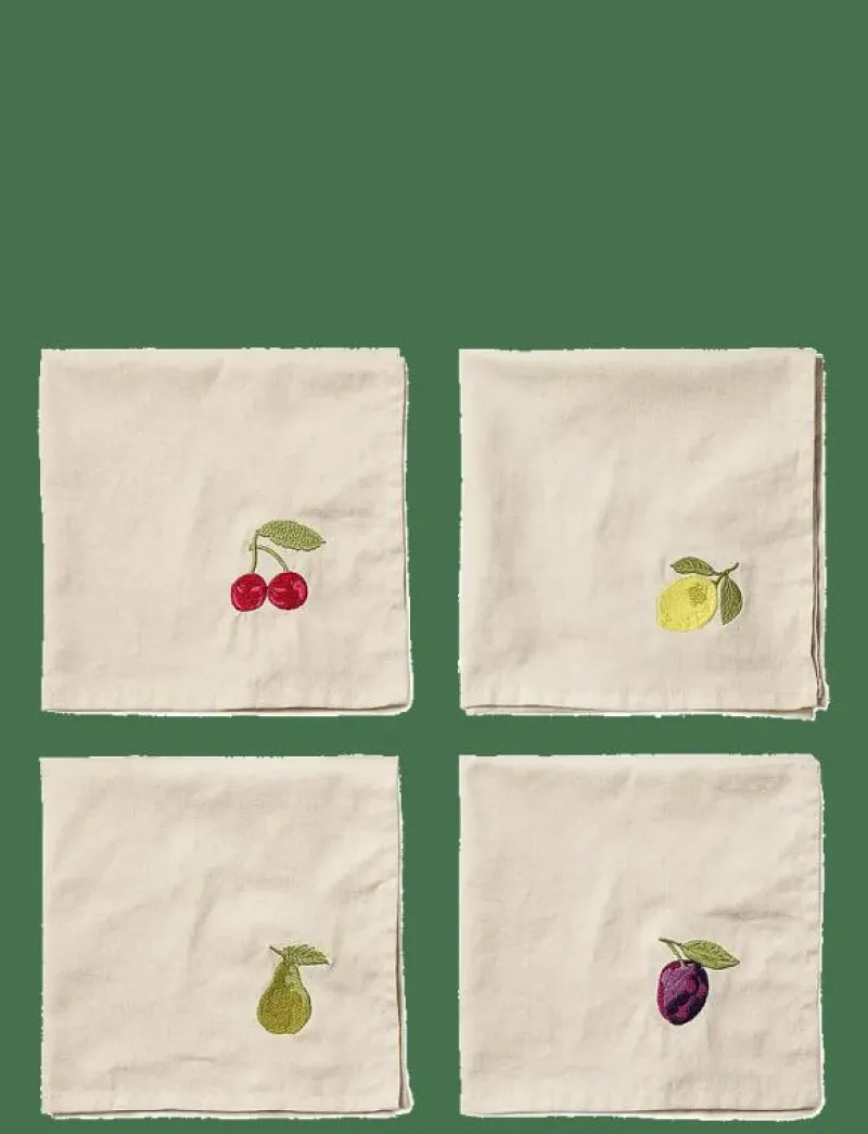 Midnatt Servetter 4-pack Tutti Frutti - Tygservetter BEIGE New