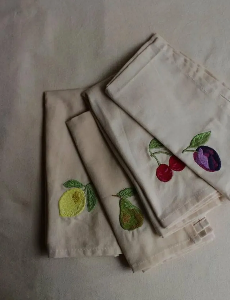 Midnatt Servetter 4-pack Tutti Frutti - Tygservetter BEIGE New